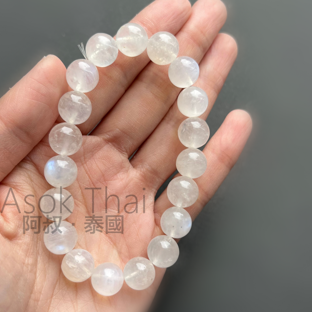 藍月光石 月亮石 天然水晶手鏈 9mm