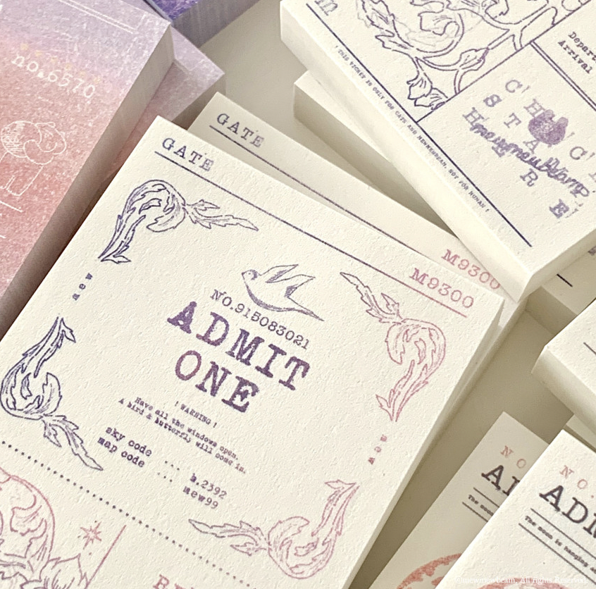 Mewmewbeam |復古票券-粉紫鳥兒 便箋