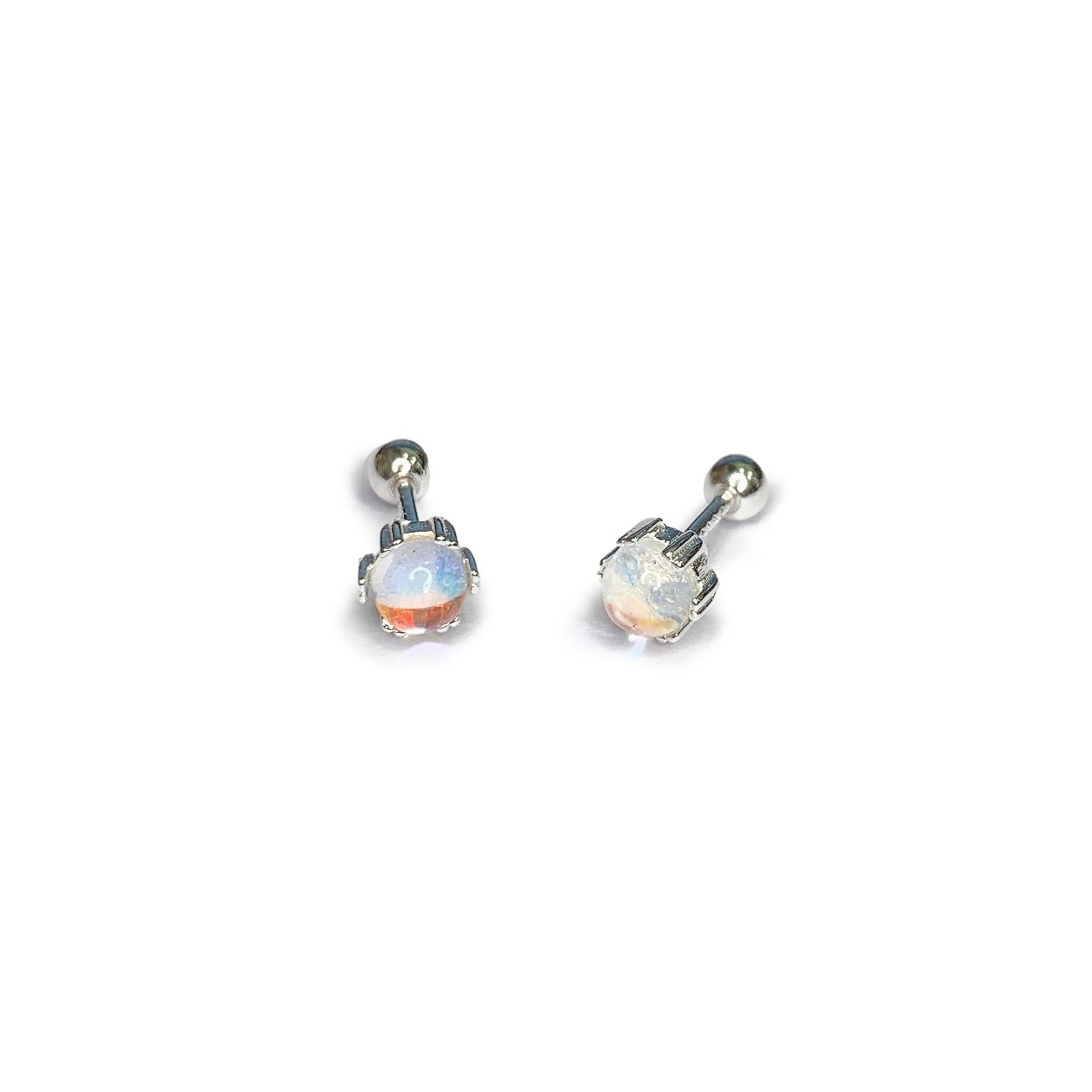 純銀鎖珠-銀框炫彩石(單支價)