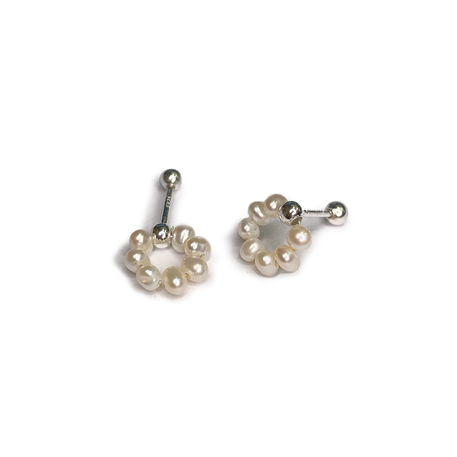 純銀鎖珠-垂吊珍珠串圈(單支價)