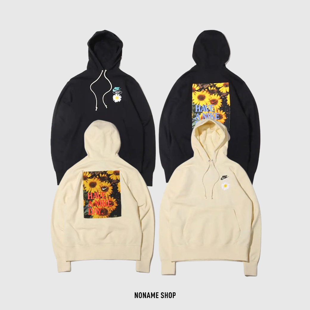 NIKE Hoodie 雛菊 標語 長袖 帽TEE 兩色 (男款)