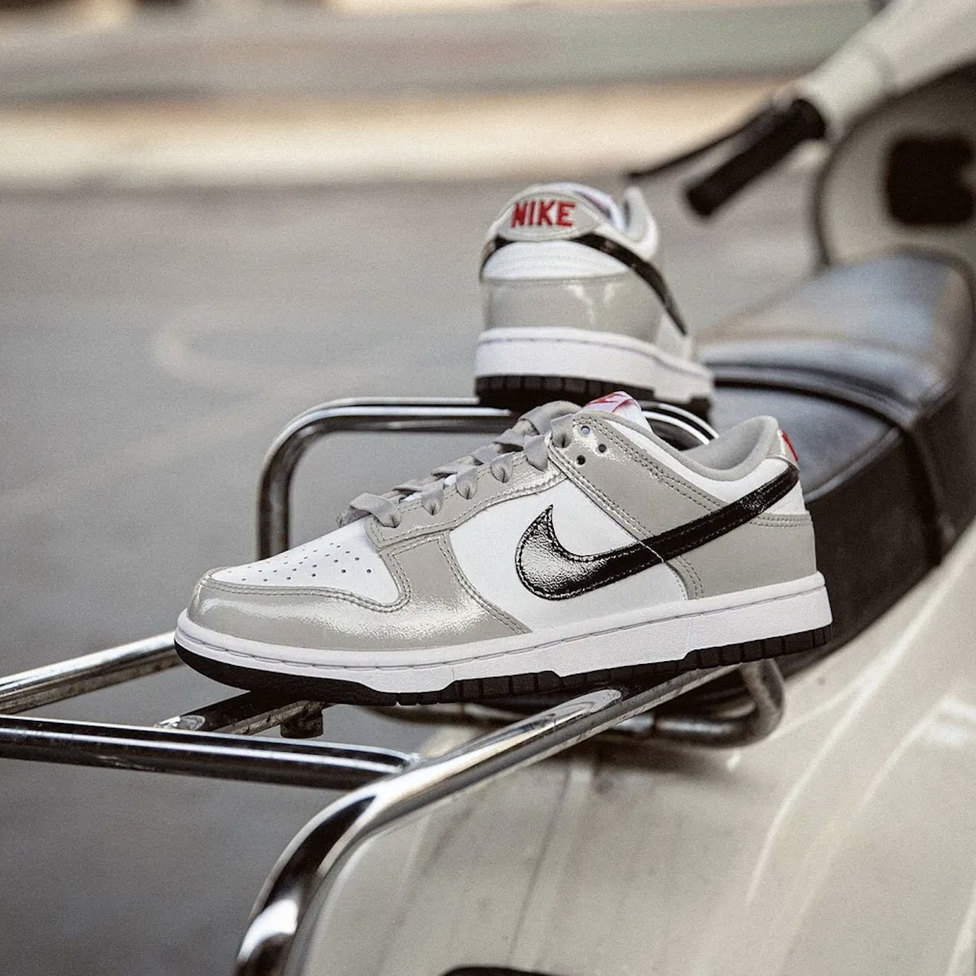 【APAIR】預購 Nike Dunk Low Ess "light Iron ore" 漆皮灰白 黑勾 DQ7576-001