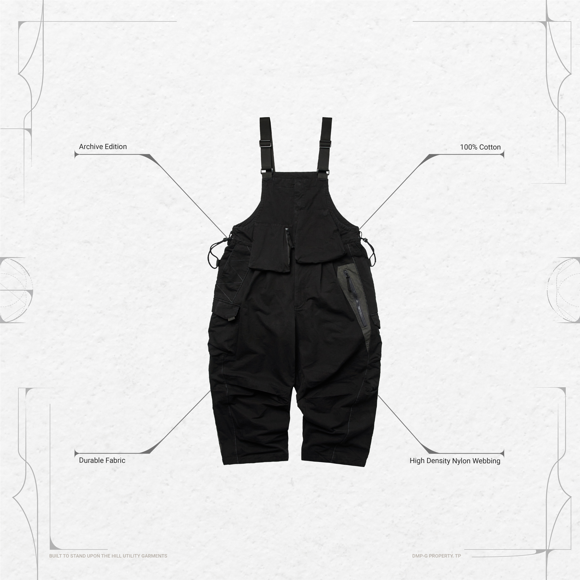 “VIT6X” MultiPocket Utility Dungarees Shadow