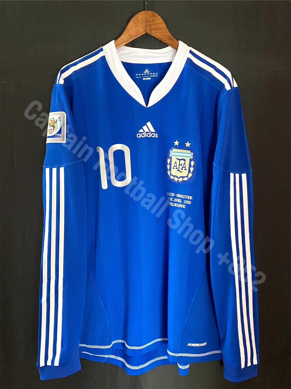 (Player Issue) Argentina 2010 World Cup Away L/S Formotion Player Issue Shirt #10 MESSI