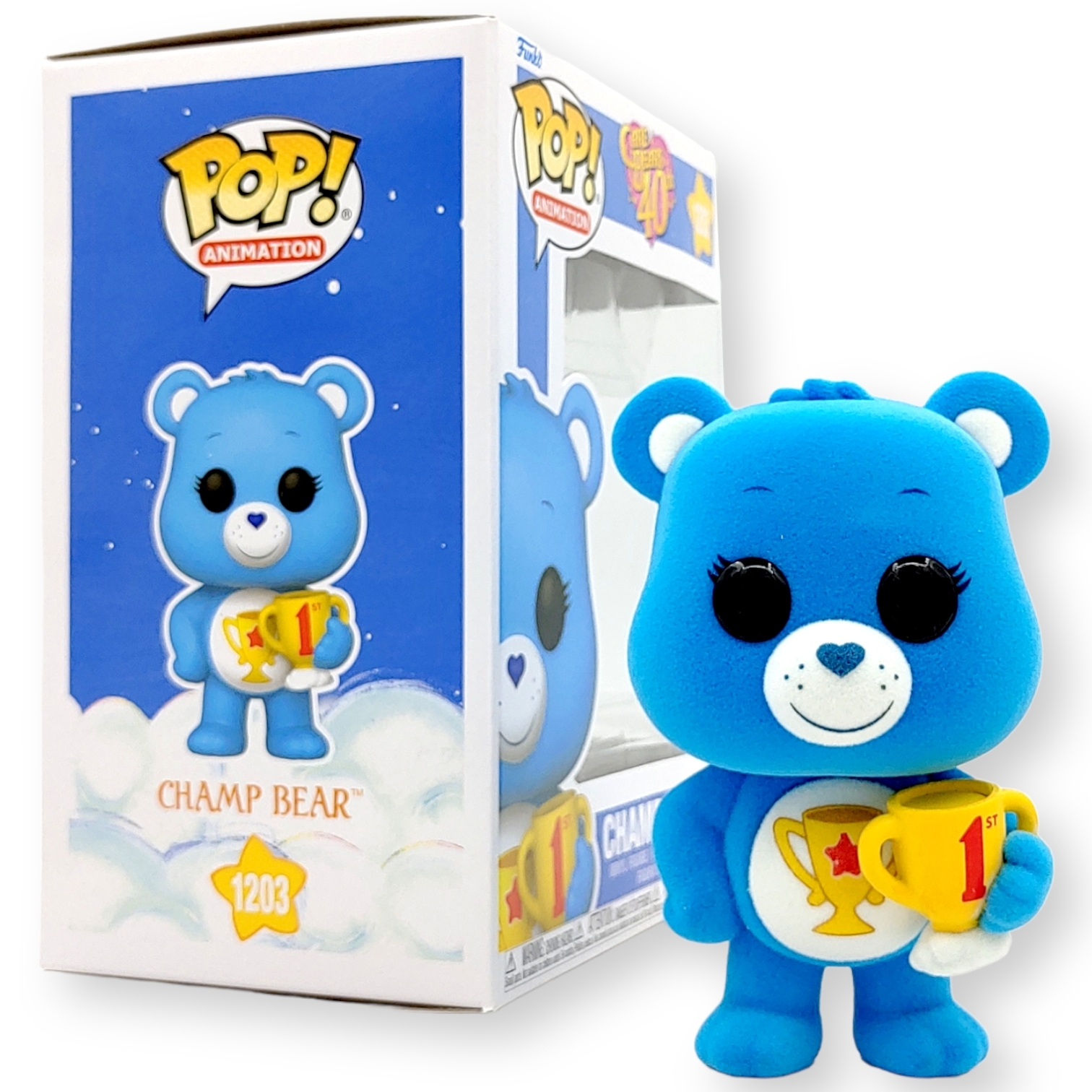 FUNKO POP <Care Bears 40th>Champ Bear(冠軍藍色)(CHASE毛版)-No.1203
