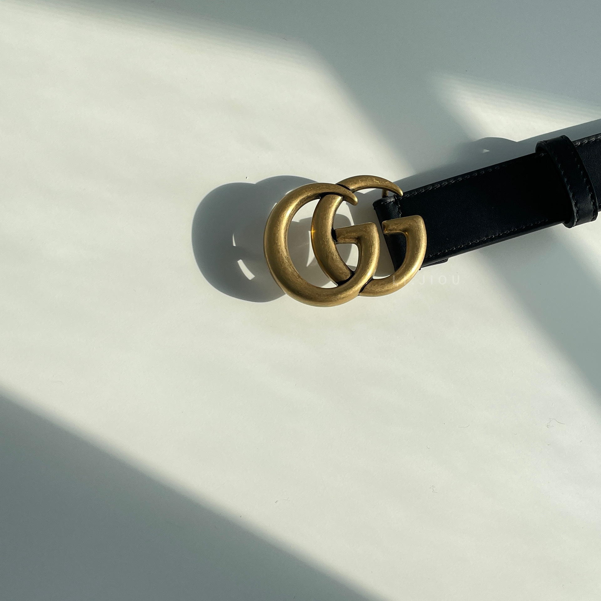 Gucci 復古雙G金屬釦皮帶 3cm