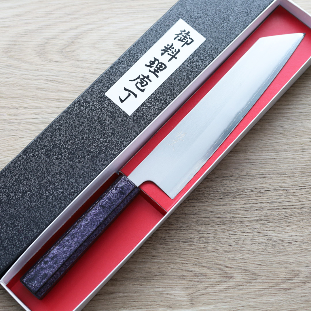 恆久 切付牛刀 210mm 白紙鋼 樫紫柄