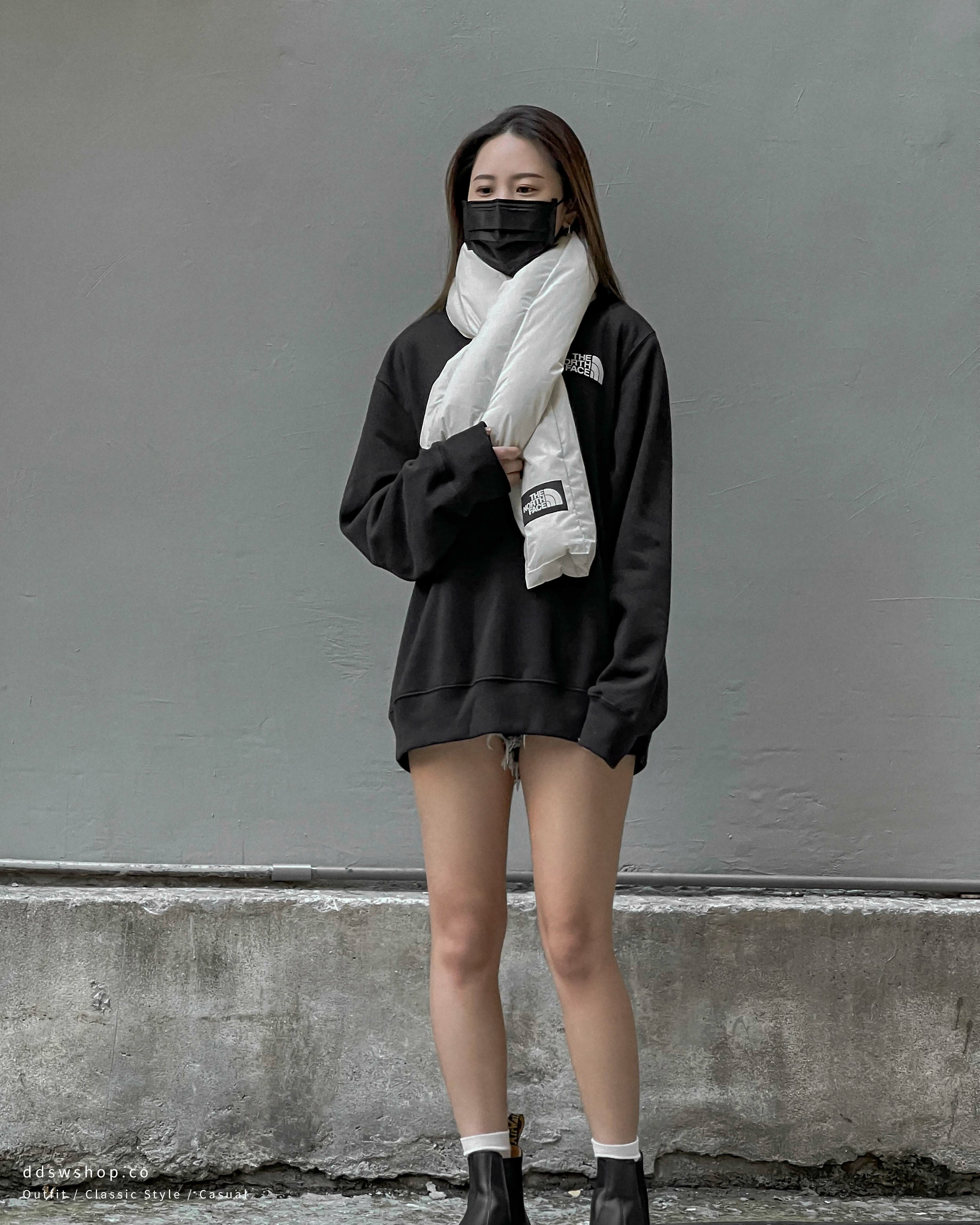 The North Face 圍巾 國外限定 羽絨圍巾 厚款 黑色 白色 杏色