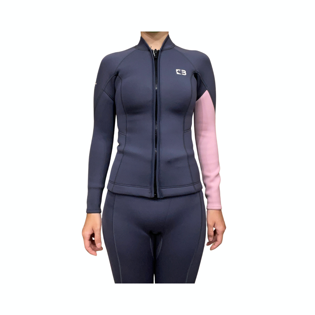 ▲現貨 Bestdive 女款 2mm 黑白系列 防寒上衣 灰身粉手