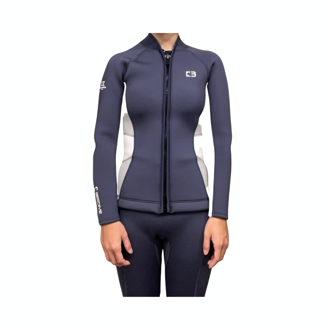 ▲現貨-Bestdive 女款 3mm 棉彩系列 防寒上衣-靜謐灰+煙灰