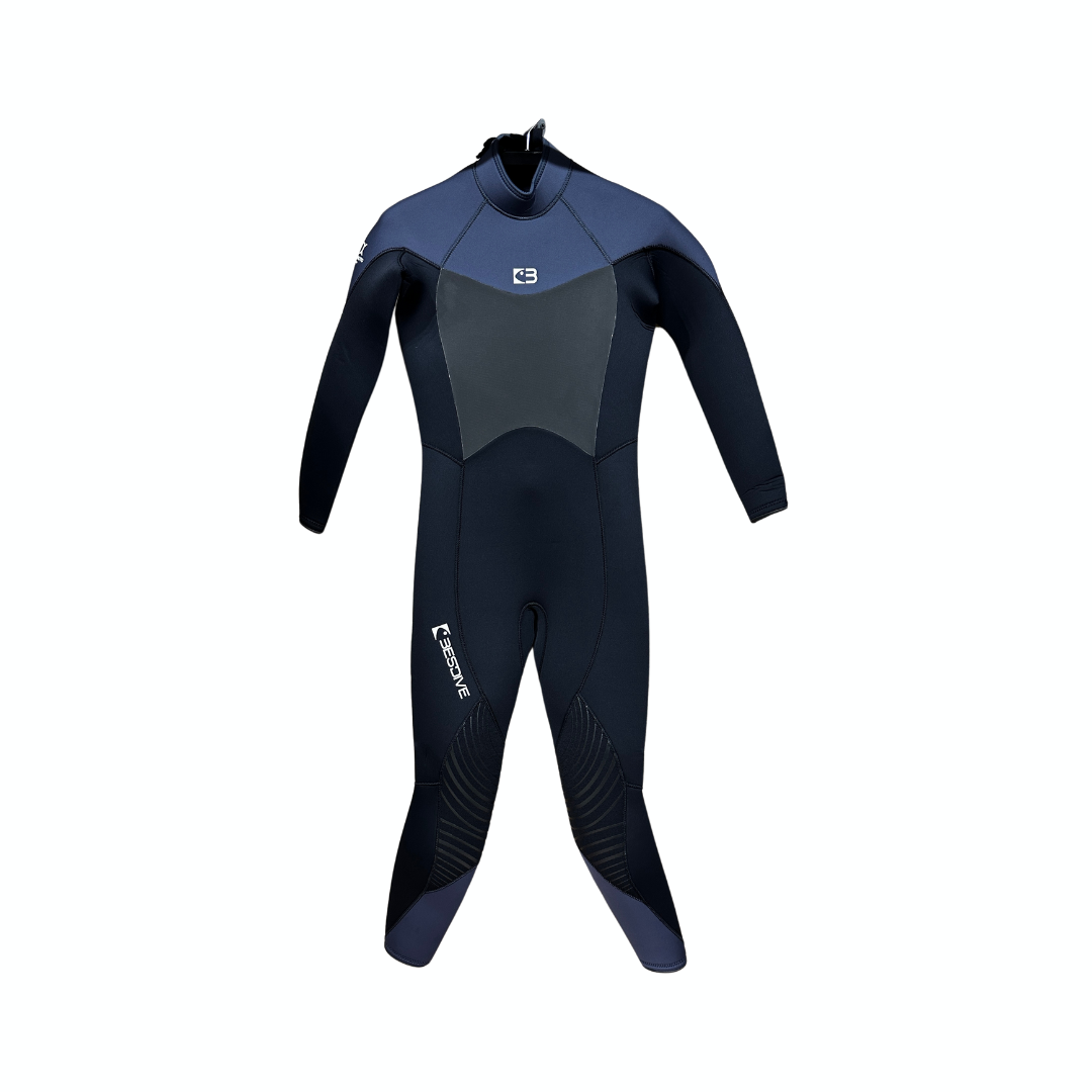 ▲現貨-Bestdive 男款 5mm 棉彩系列 連身防寒衣-深度藍+靜謐灰