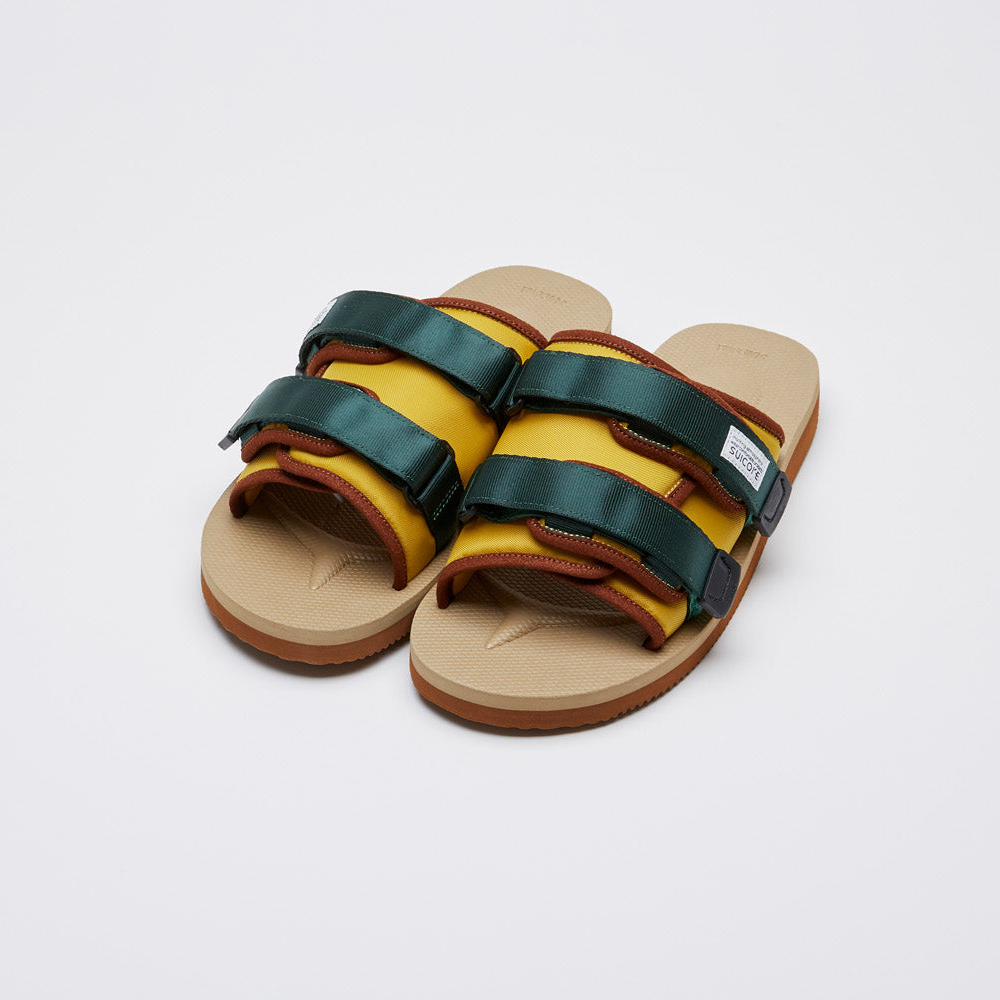 [出清商品售出無退換] SUICOKE MOTO-CAB OG-056CAB 黃綠棕 魔鬼氈 抗菌鞋床 輕量 薄款 拖鞋【SK22056CABYBR】