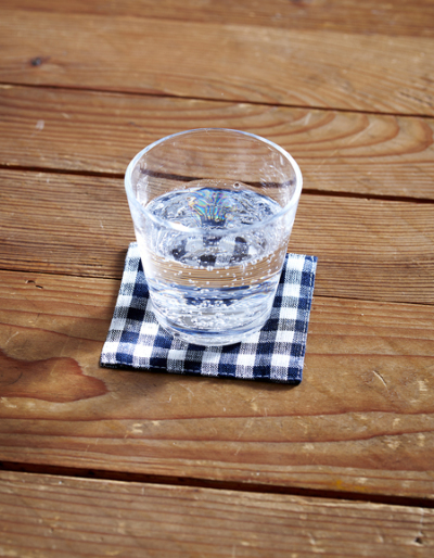 fog-亞麻杯墊／藍白格