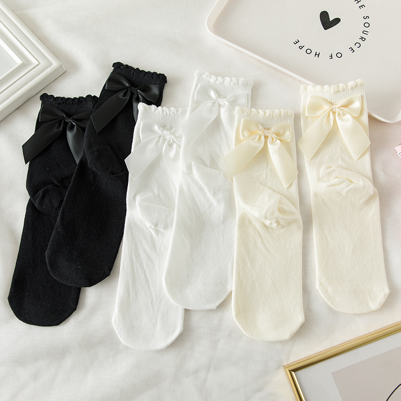 木耳蝴蝶結中筒襪  三色