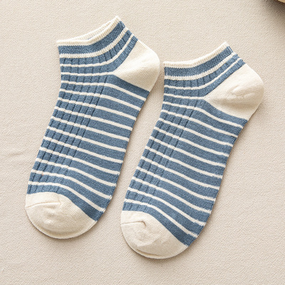 柔棉條紋短襪 四色