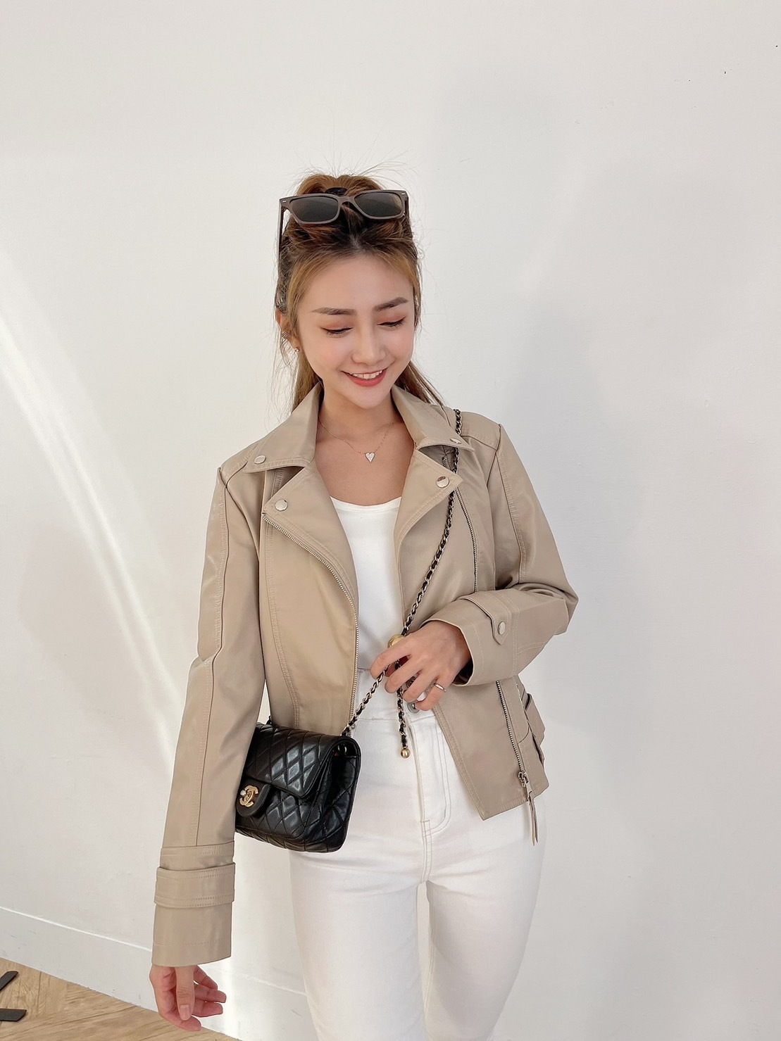 🔥12.07直播新品］💥今年必收ㄉ皮外套］🇰🇷正韓超質感修身騎士皮外套（奶茶/兩色）