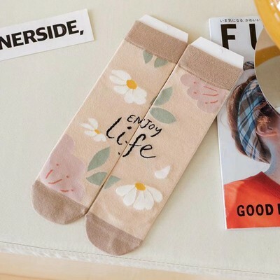 不對稱拼接中筒襪  九色