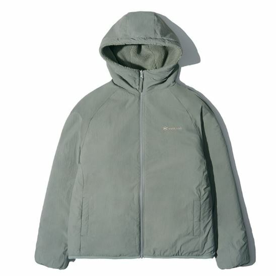 Snow Peak 雪諾必克女Snow fleece 毛絨雙面連帽外套墨綠S22WWRKT65LK