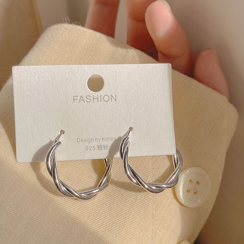 麻花圈圈耳環 兩色