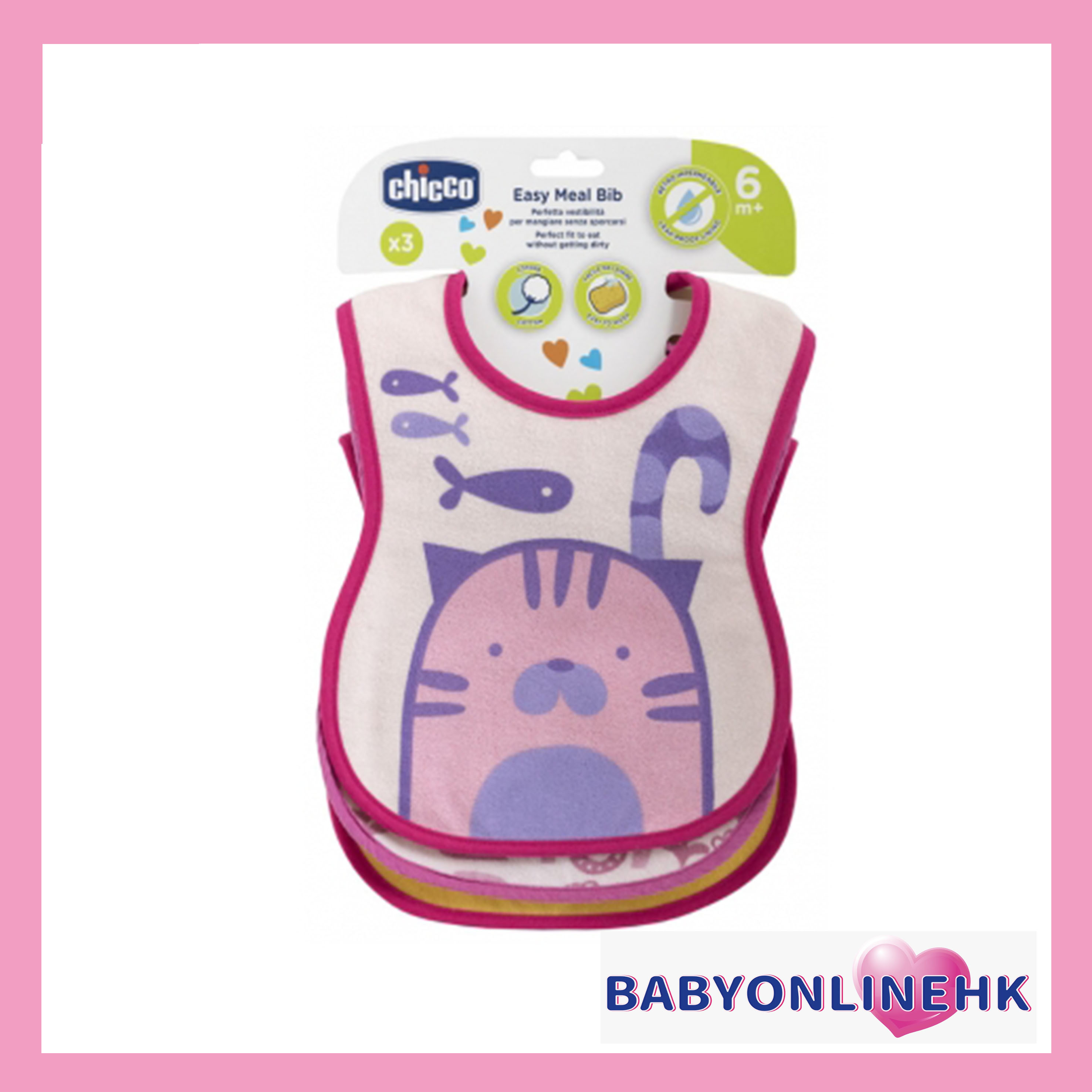 Chicco 斷奶圍兜 6M+ 3 件裝女孩/中性