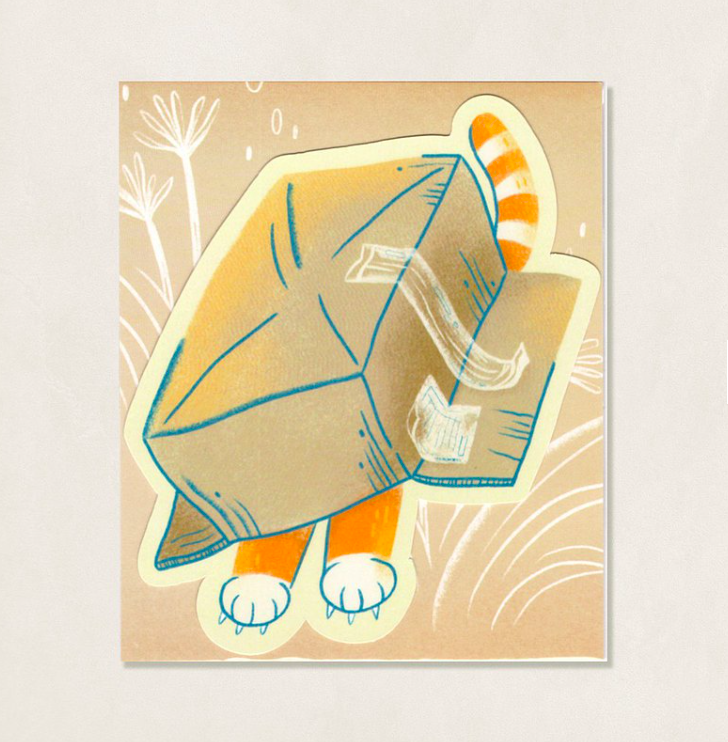 寶吉躲紙箱 貓咪防水大貼紙｜皮康