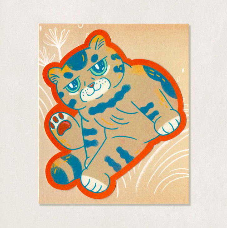 達吉翹腳 貓咪防水大貼紙｜皮康