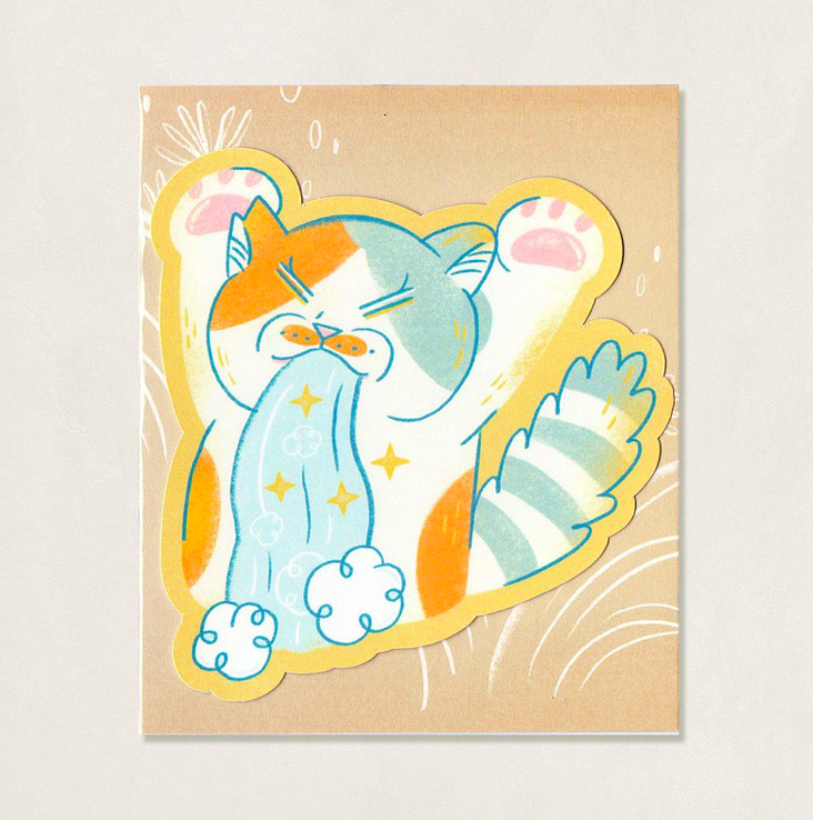 美吉吐瀑布 貓咪防水大貼紙｜皮康