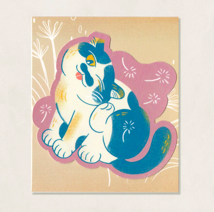 豆吉貓毛飛 貓咪防水大貼紙｜皮康