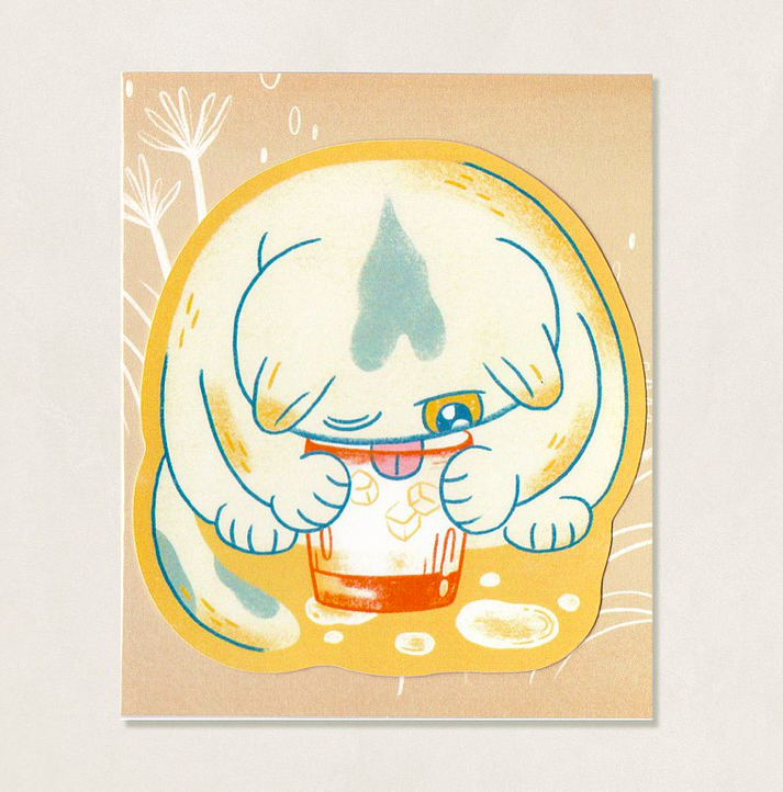 事吉偷喝水 貓咪防水大貼紙｜皮康