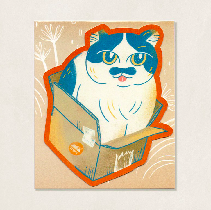 豆吉塞紙箱 貓咪防水大貼紙｜皮康