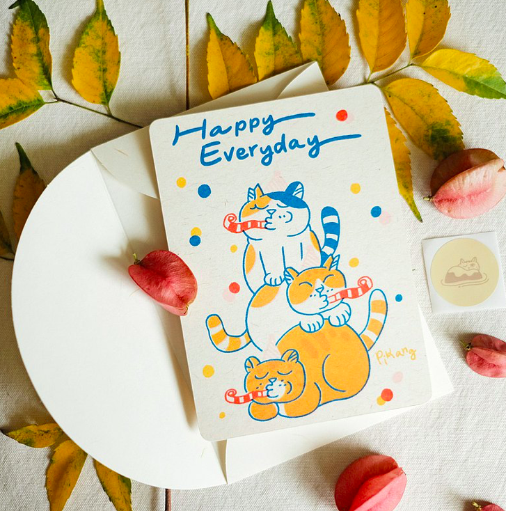 Happy Everyday. 貓咪祝福卡｜皮康
