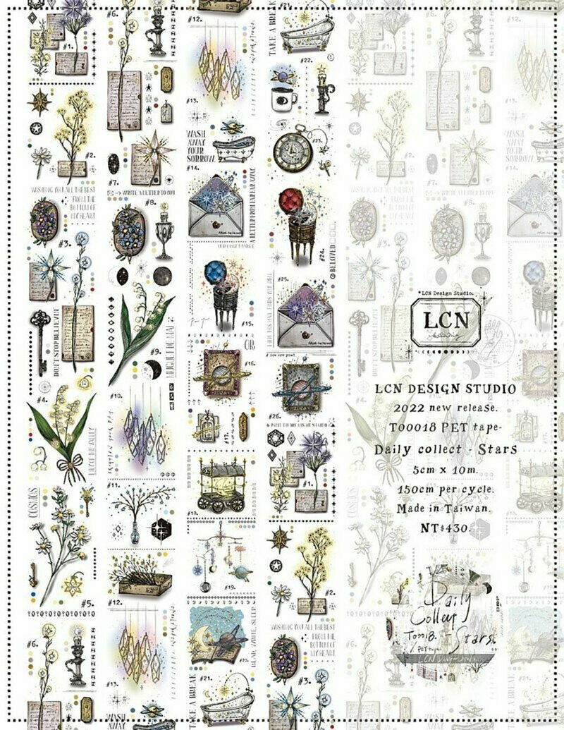 星星日常 PET膠帶 UV印刷霧面｜吉LCN