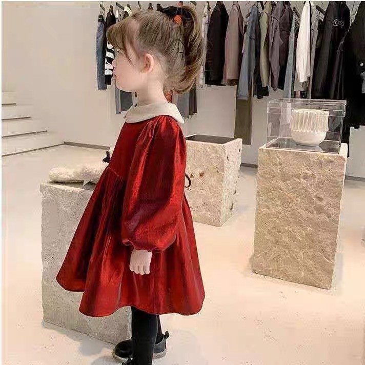 【限量】紅色星光紗紗裙-冬季加絨洋裝(80-120)