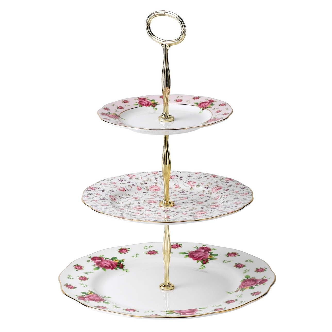 Royal Albert New Country Roses White Vintage 3 Tier Cake Stand