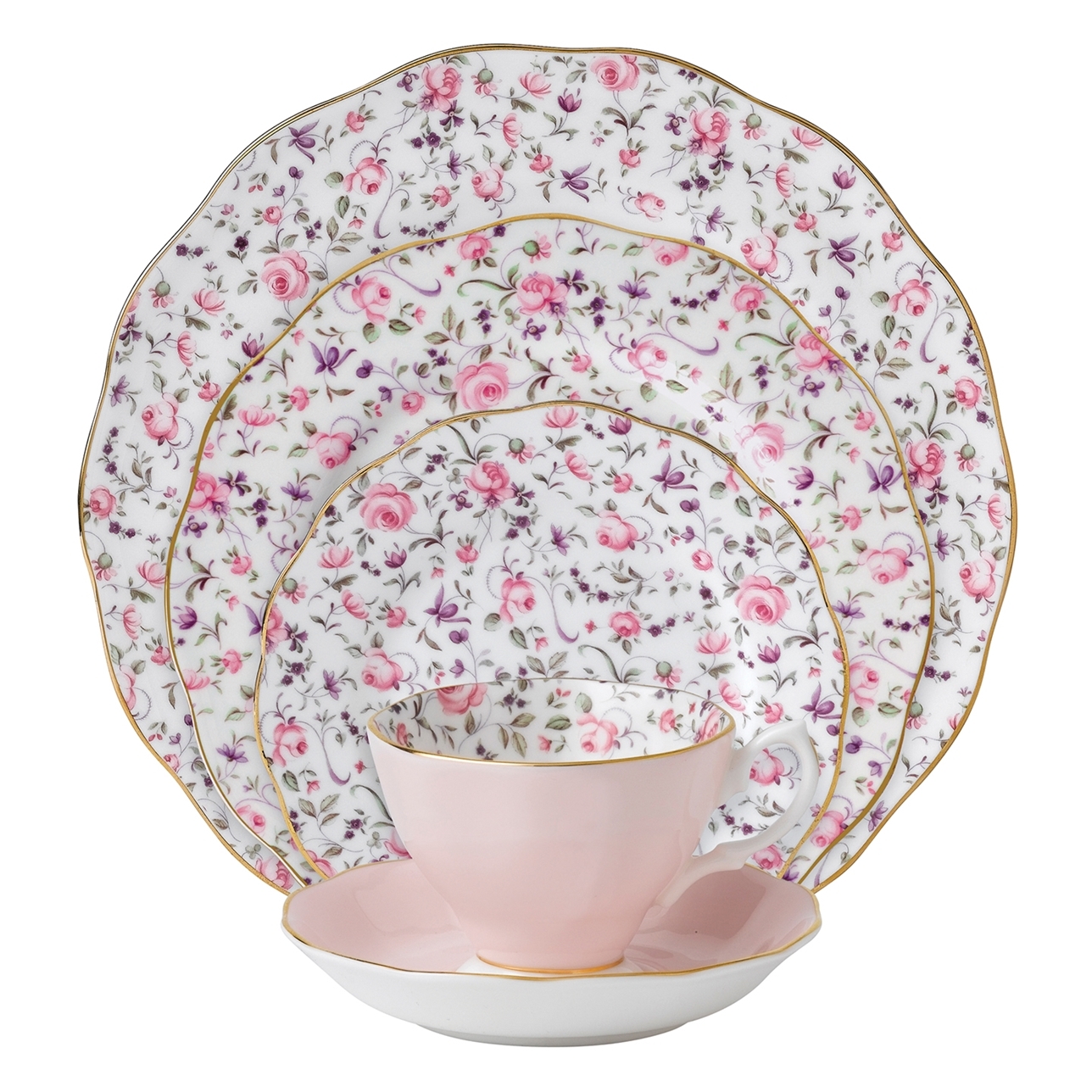 Royal Albert Rose Confetti Vintage 5-Piece Place Setting