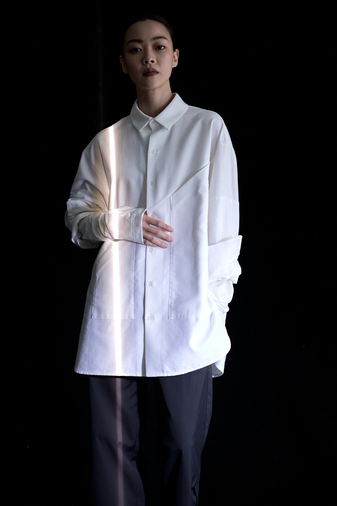 兩層袖剪接口袋襯衫