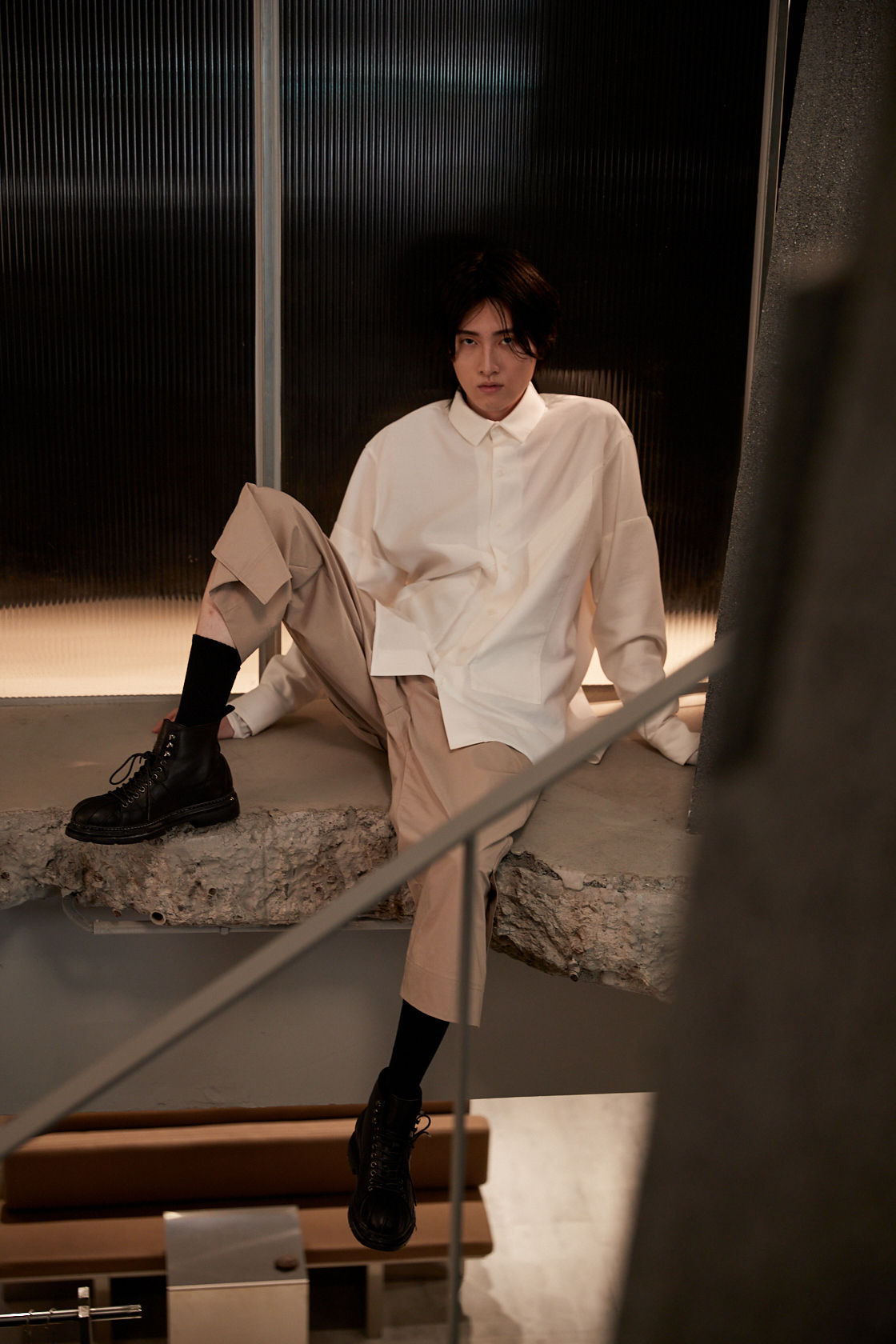 兩層袖剪接口袋襯衫