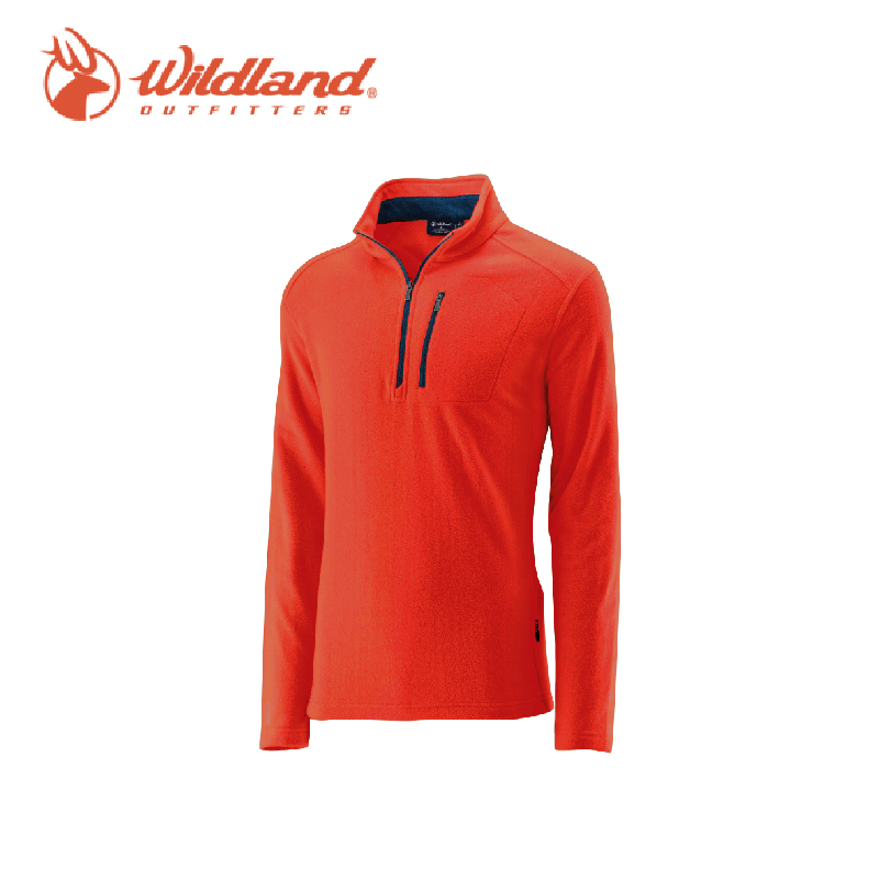 Wildland 荒野 遠紅外線PILE保暖衣 男款(橘紅) 戶外旅遊/登山健行/保暖/透氣/內刷毛 01W22506