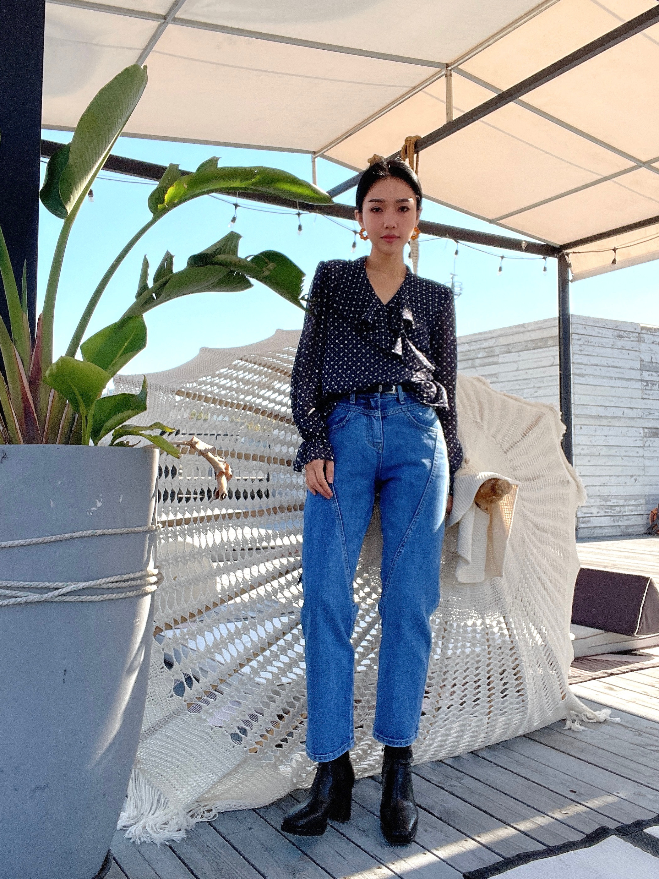 小傘紋雪紡交叉綁上衣（現貨款式）