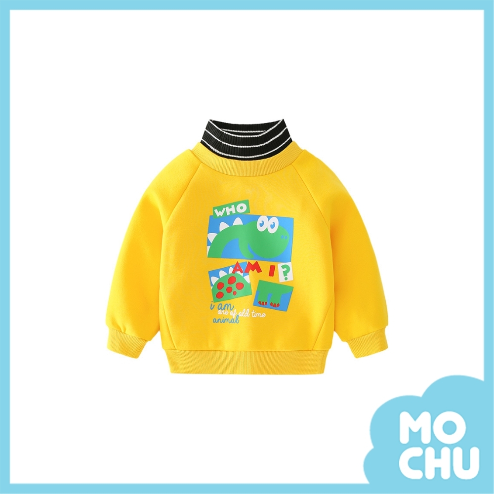 恐龍拼圖黃色高領衛衣