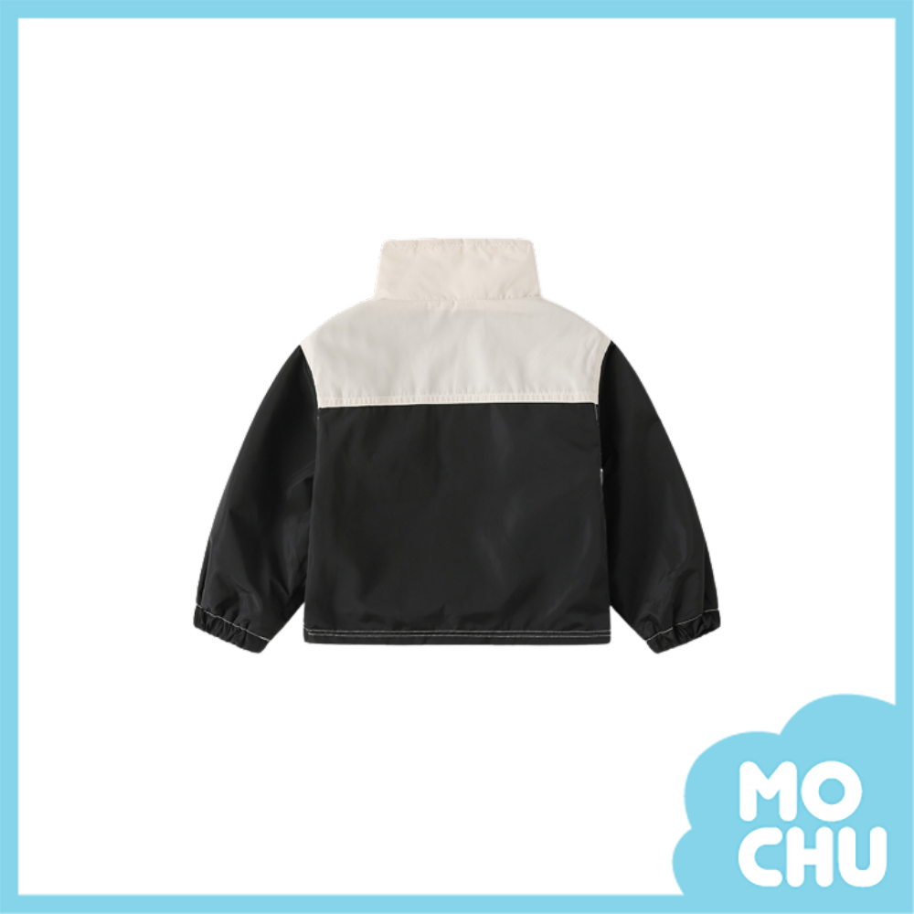 米白拼色加絨衝鋒外套