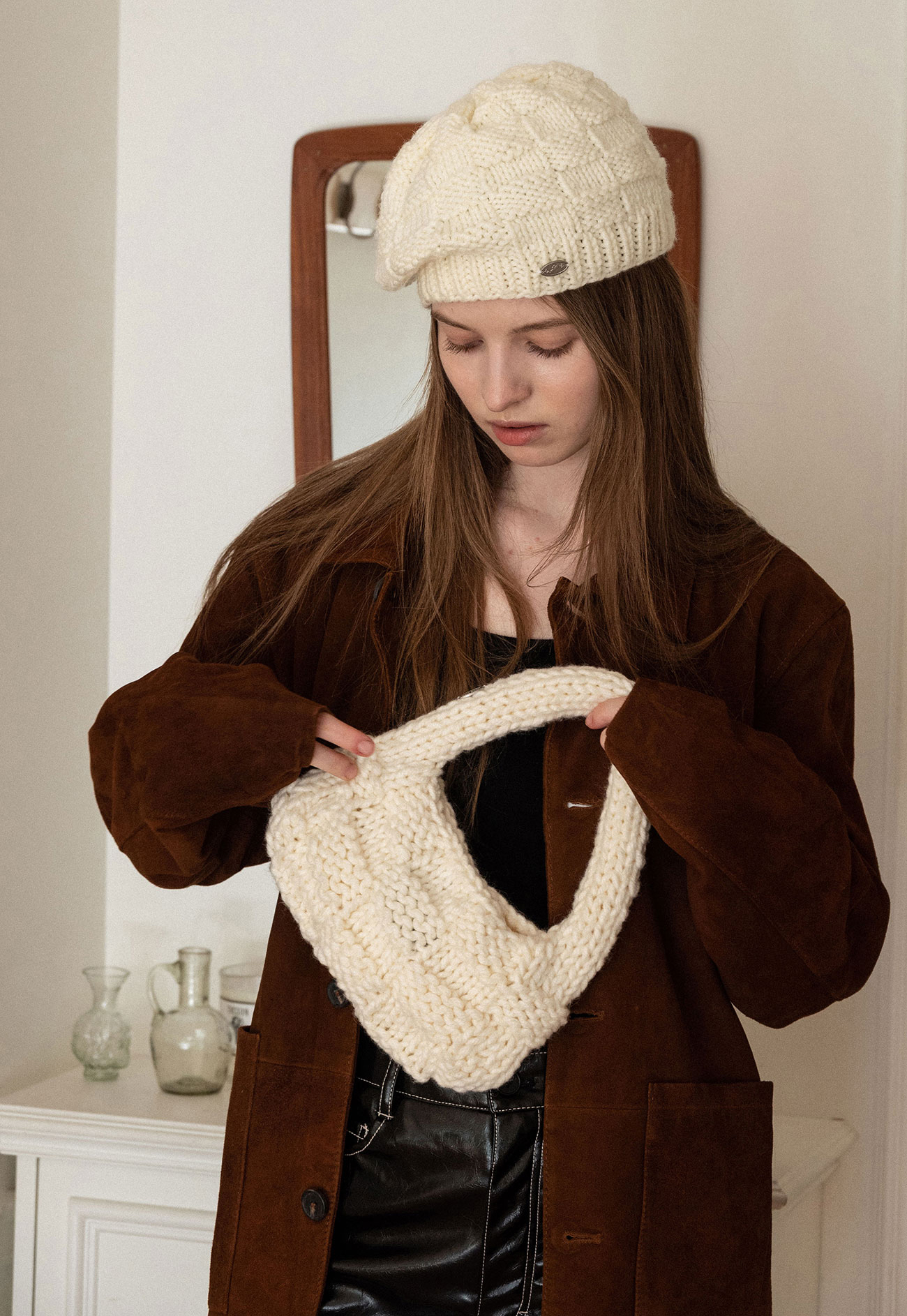 <韓國代購> SLOWSLOWLY CHECKS WOOL MINI TOTE BAG