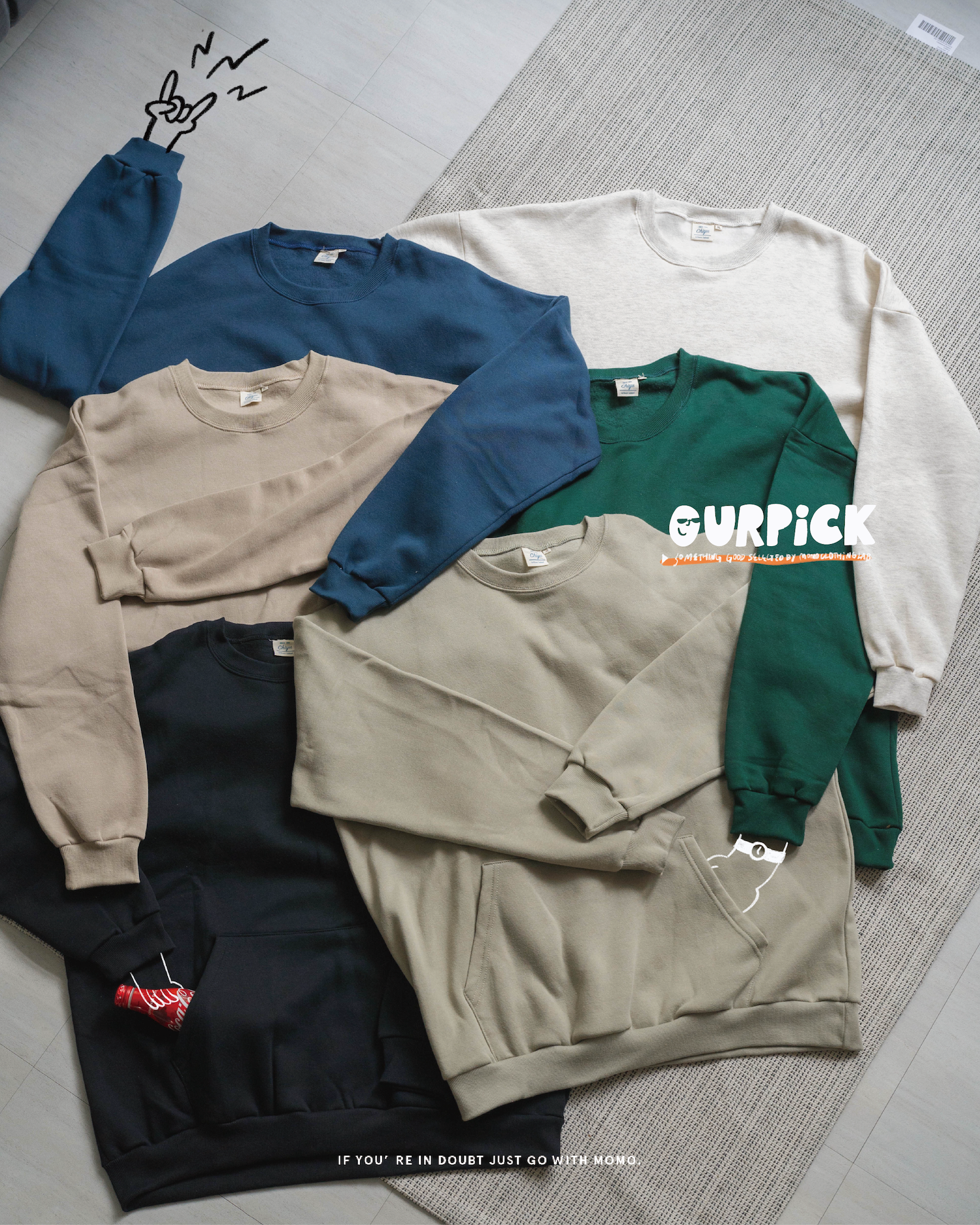 OurPick 日系刷毛口袋大學TEE