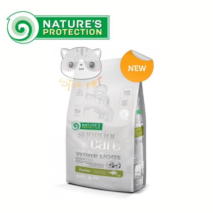 Nature's Protection 去淚痕美毛 低敏白魚 小型【幼犬】配方 無穀物狗糧 10kg