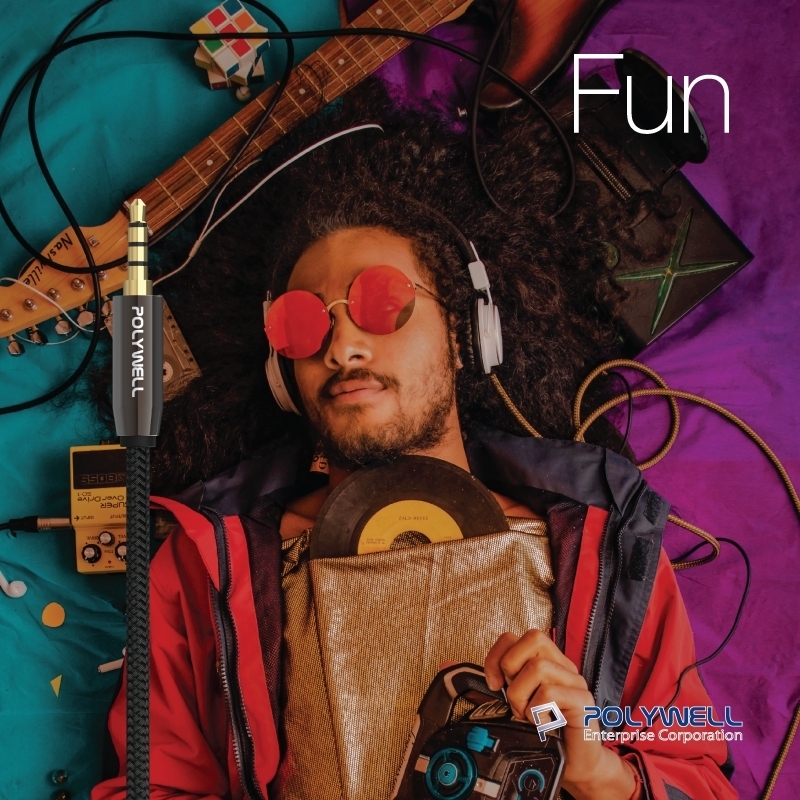 【POLYWELL】3.5mm 立體聲麥克風音源線 50公分~5米 公對公 4極 AUX 音頻線