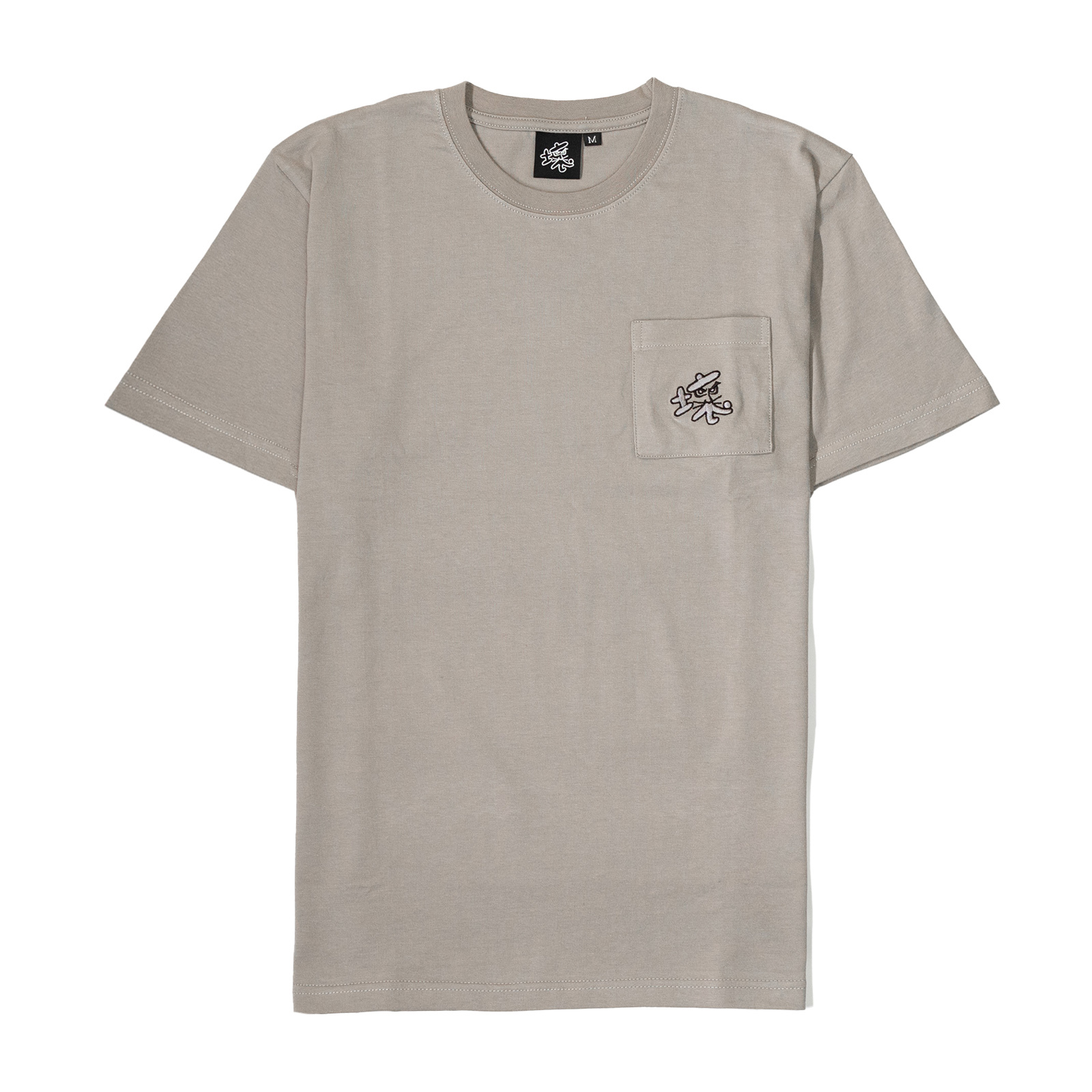 Bad Embroidered Logo Pocket T-Shirt, Light Gray