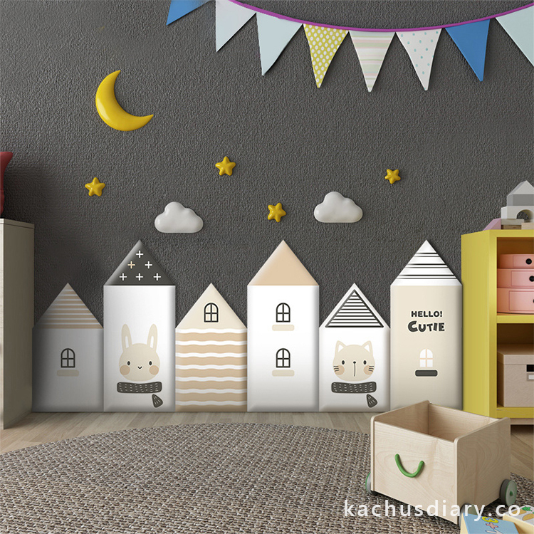 可愛動物房子造型防撞安全牆貼