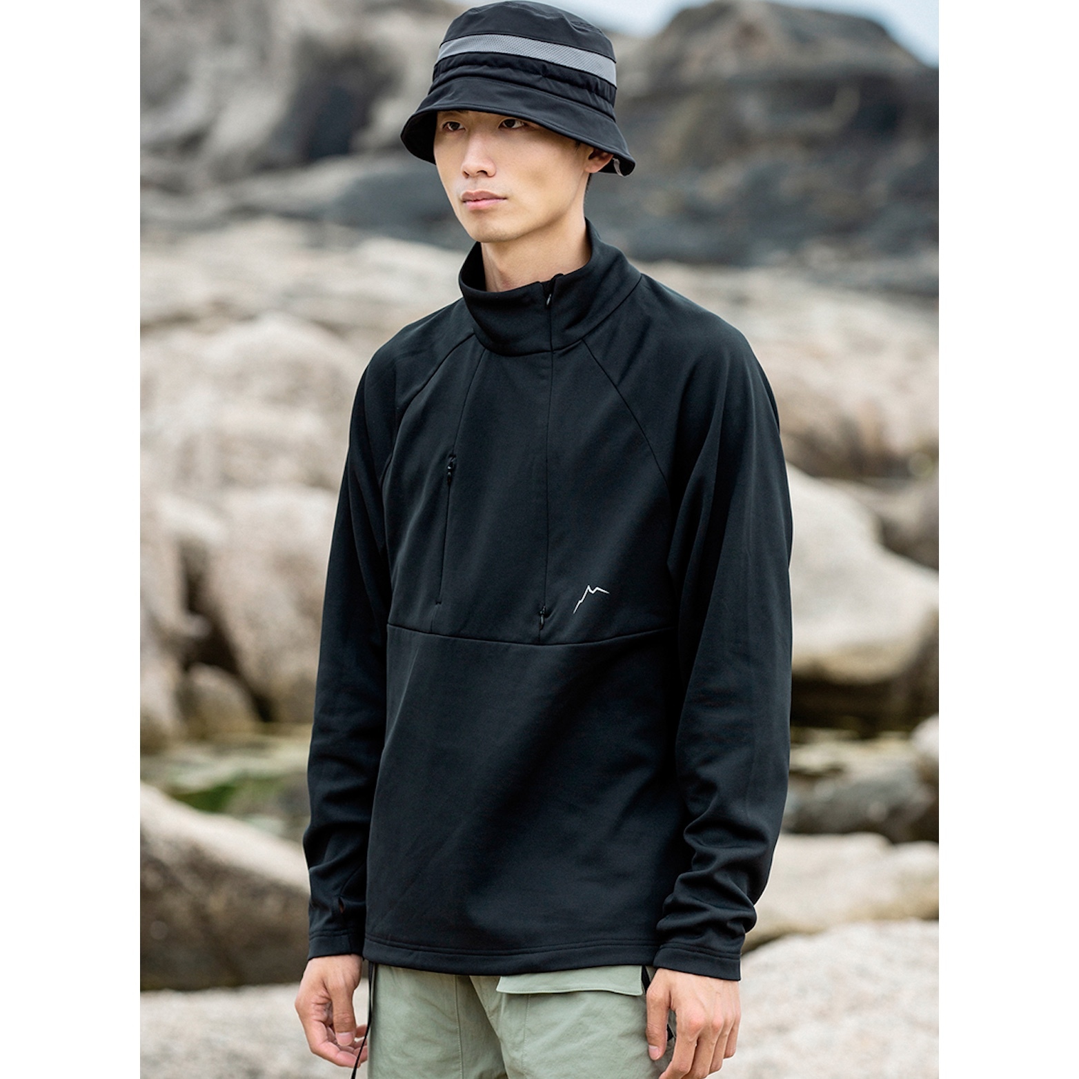 CAYL Karuishi halfzip 排汗半開襟長袖底層Black/黑色