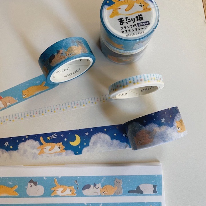 慵懶貓咪 3入和紙膠帶｜日本WORLD CRAFT