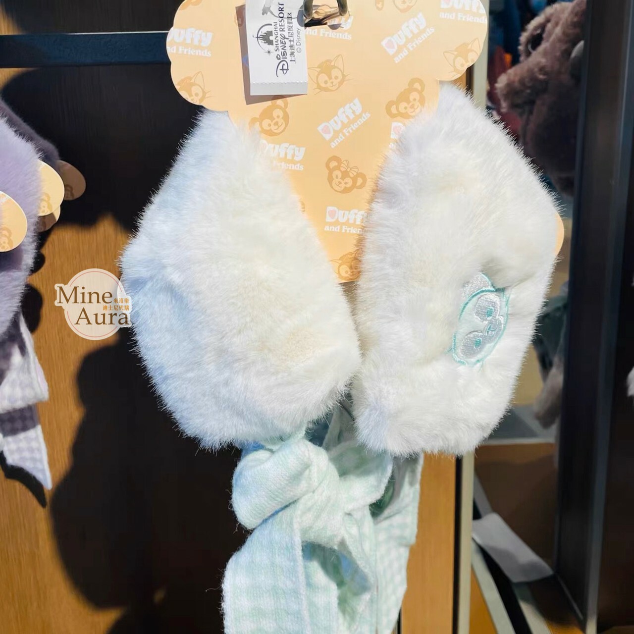 傑拉托尼 畫家貓 Gelatoni 刺繡毛毛 綁帶 圍巾 -上海迪士尼樂園